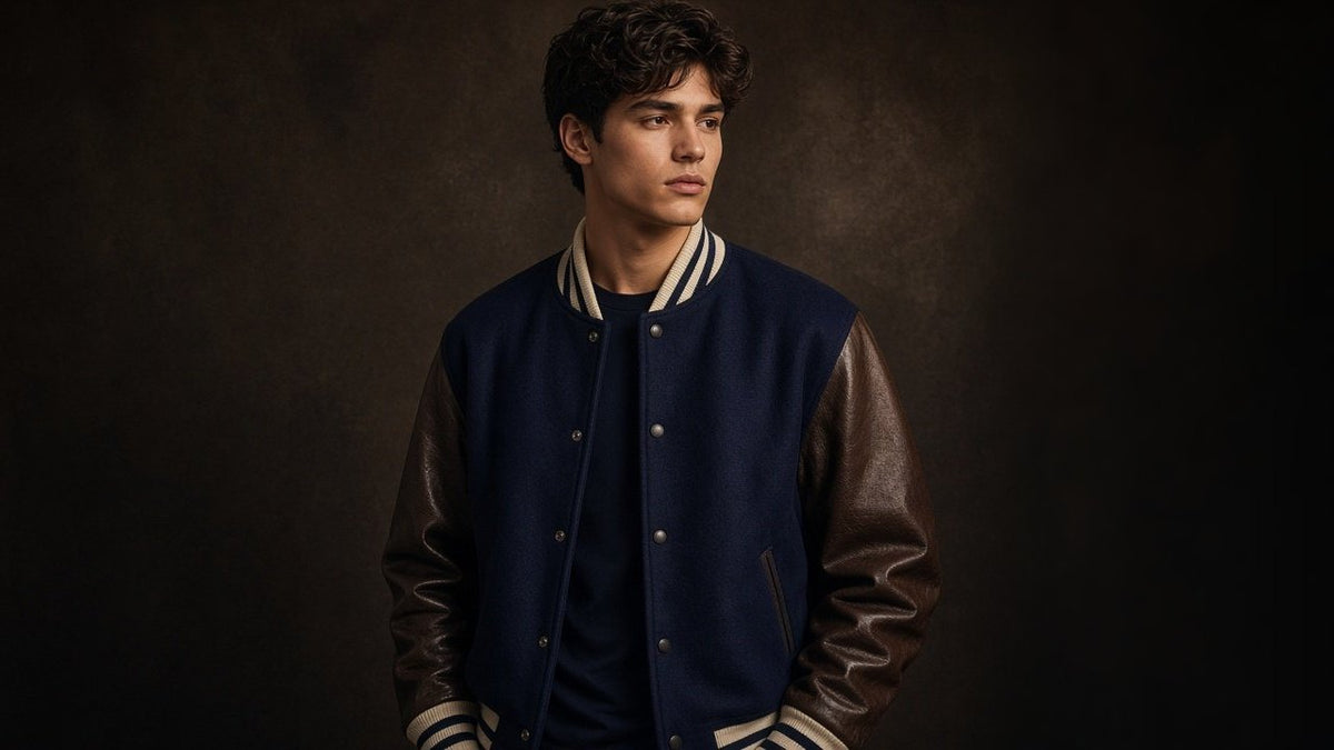 Custom varsity jacket with genuine leather sleeves - varsity jackets collection